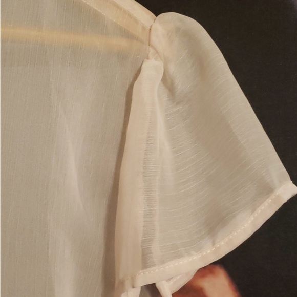 Tatyana Lucy Vintage 1950's Ivory Cream Sheer Chiffon Pinup Blouse - Picture 3 of 4